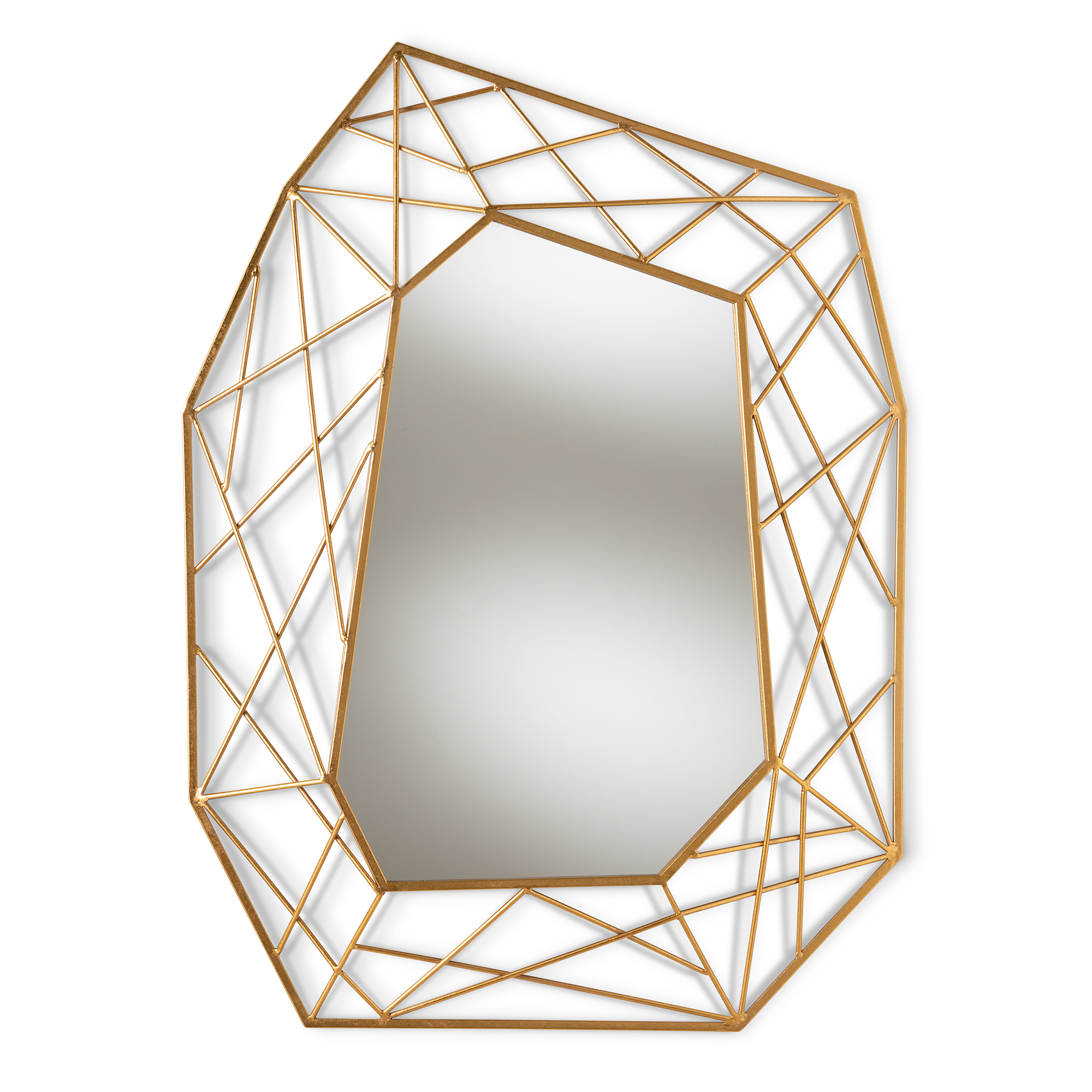 Baxton Studio Oriana Modern and Contemporary Antique Gold Finished Geometric Accent Wall Mirror